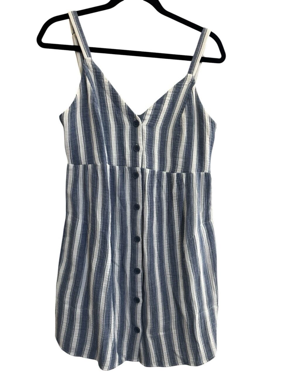 Gentle Fawn Womens Small Lorelai Mini Sun Dress Blue White Stripe Button #NE144